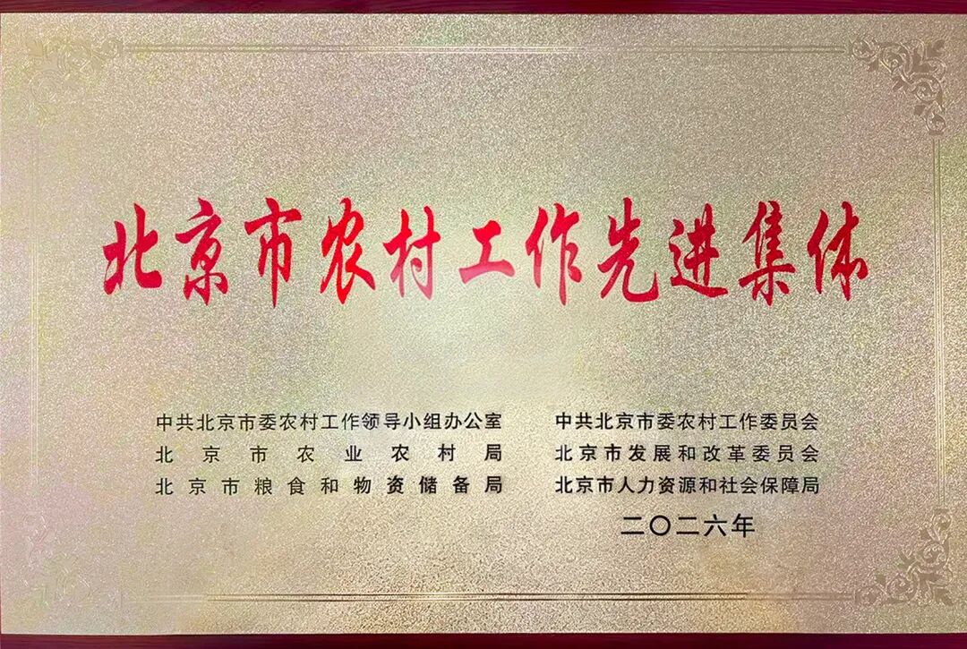 北京粮油荣获“北京市农村工作先进集体”荣誉称号